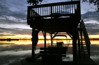 Merritt Island, FL boat house at sunset