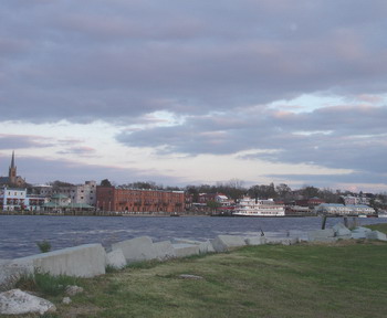 Wilmington NC's shoreline along a river